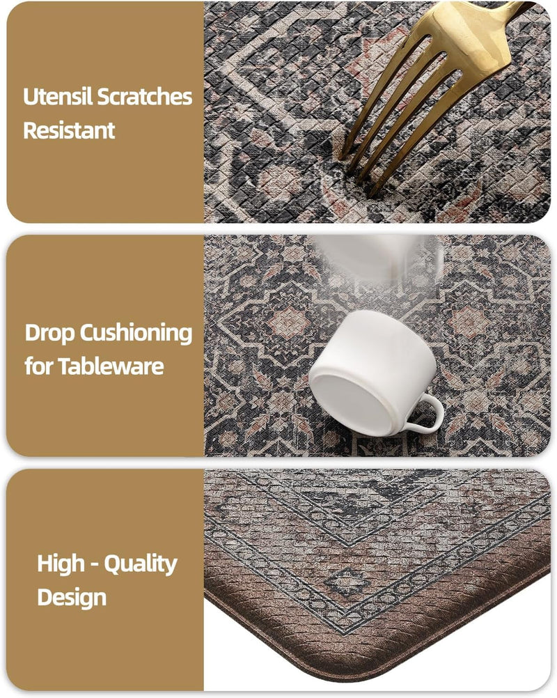 Kitchen Floor Mat Faded Vintage Anti Fatigue