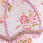 Antique Victorian Lamp with Fringe Lace Vintage Fabric