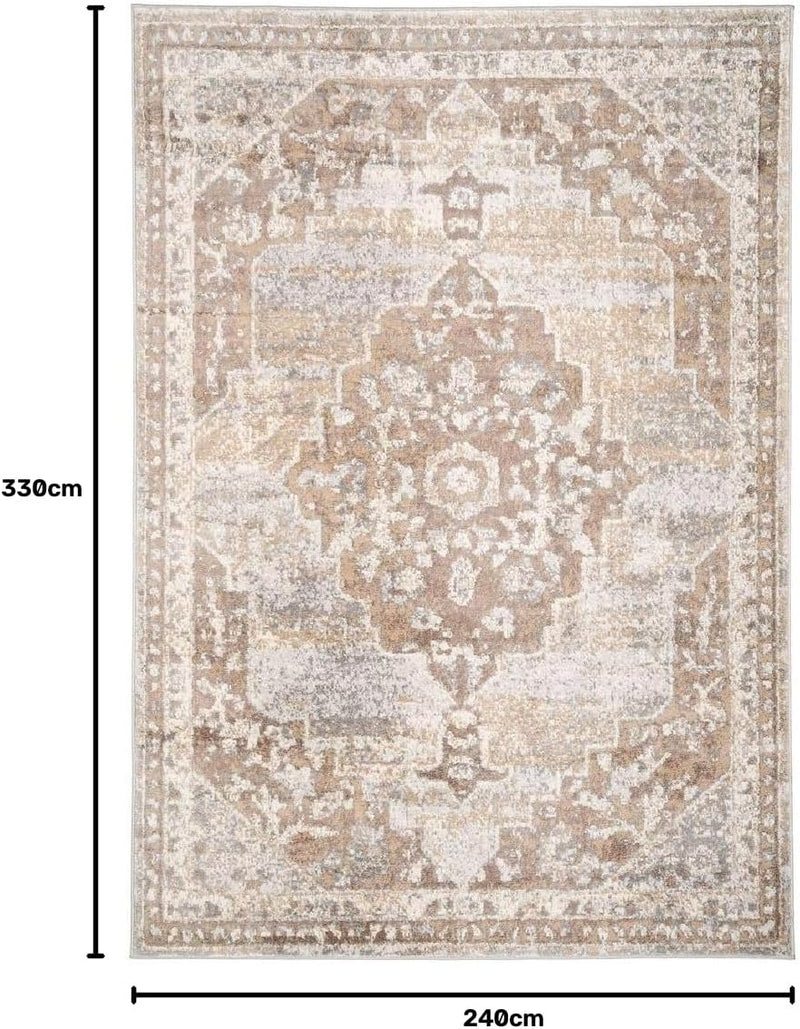 Antique Warm Neutral Greige Living Room Area Rug