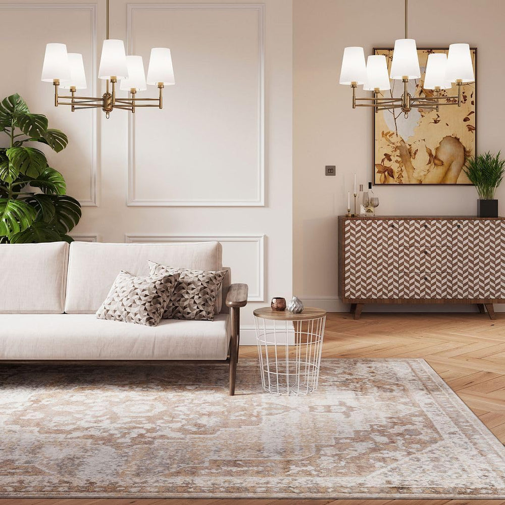 Antique Warm Neutral Greige Living Room Area Rug