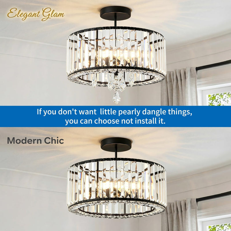 Crystal Ceiling Lights 3-Light Modern LED Chandeliers Fitting