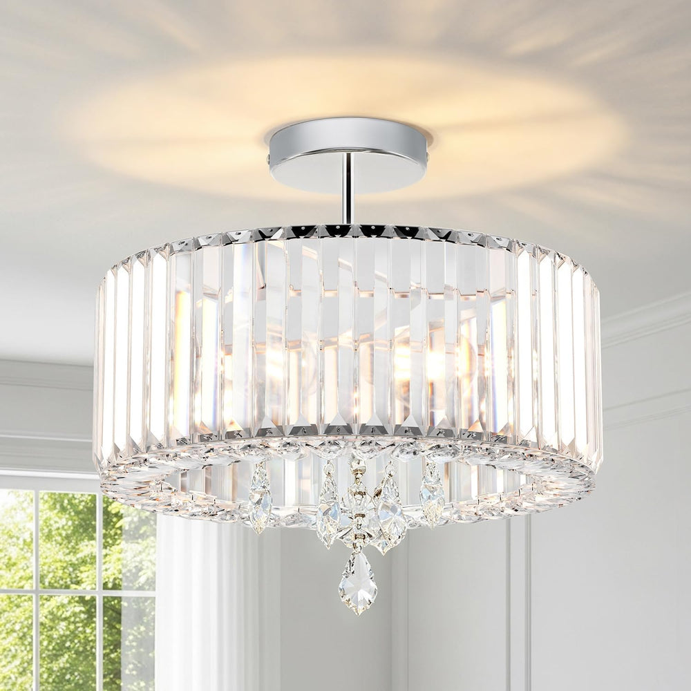 Crystal Ceiling Lights 3-Light Modern Chandeliers Living Room