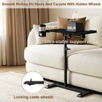 Aothia Overbed Table with Wheels Height Adjustable Bedside