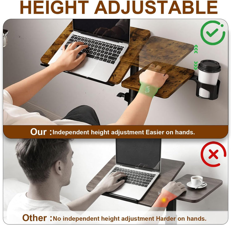 Overbed Table with Wheels Height Adjustable Bedside 2