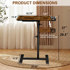 Aothia Overbed Table with Wheels Height Adjustable Bedside