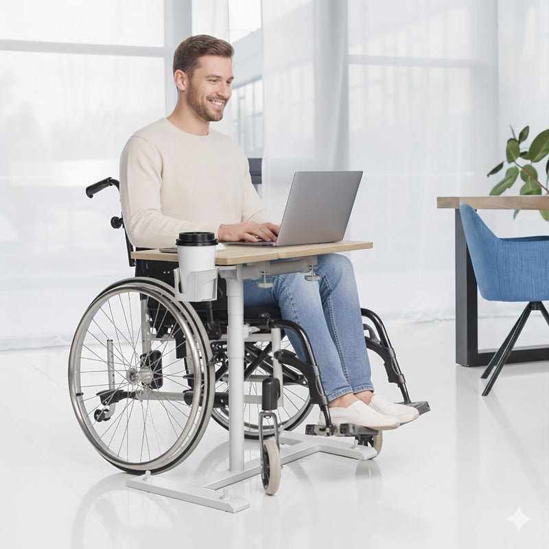 Overbed Table with Wheels Height Adjustable Bedside 2
