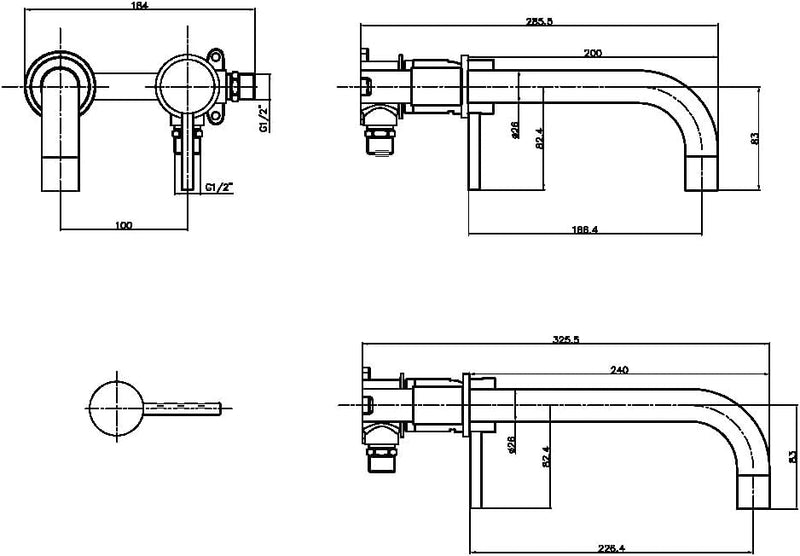 Apres Wall Mounted Basin Mixer Or Bath Filler