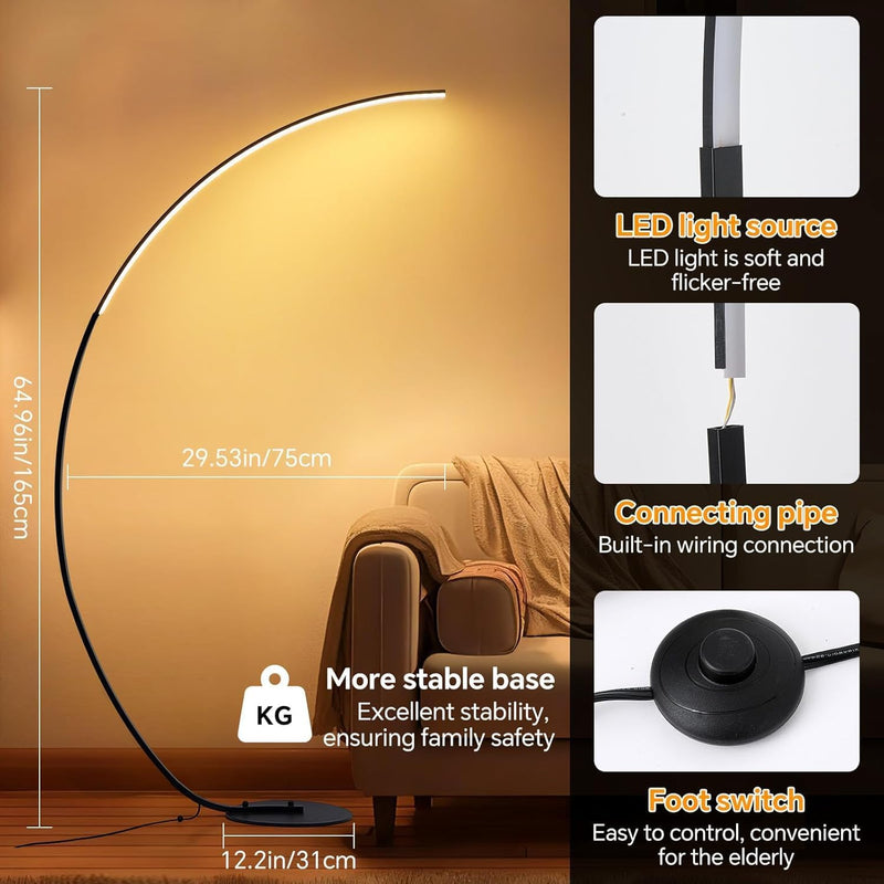Arc Floor Lamp for Living Room 165CM Modern