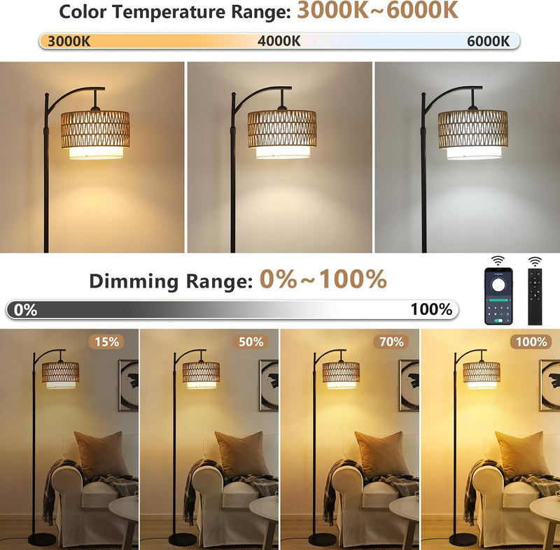 Arc Floor Lamp for Living Room Dimmable Lamps