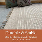 Area Rug Sand and Off Pin Stripe Weave