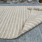 Area Rug Sand and Off Pin Stripe Weave