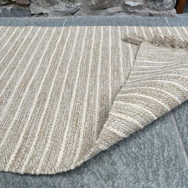 Area Rug Sand and Off Pin Stripe Weave