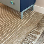 Area Rug Sand and Off Pin Stripe Weave