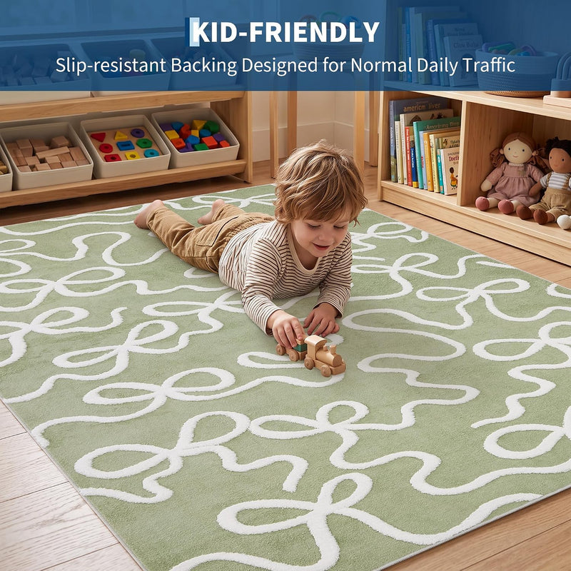 Area Rug Washable Abstract Living Room