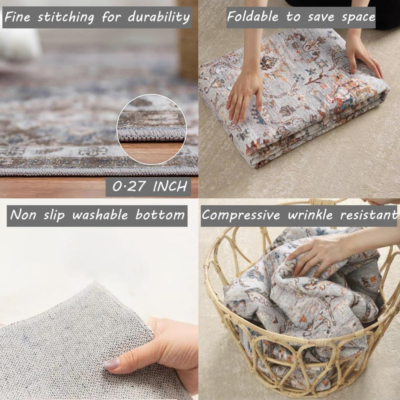 Large Rug Washable Vintage Traditional Distressed