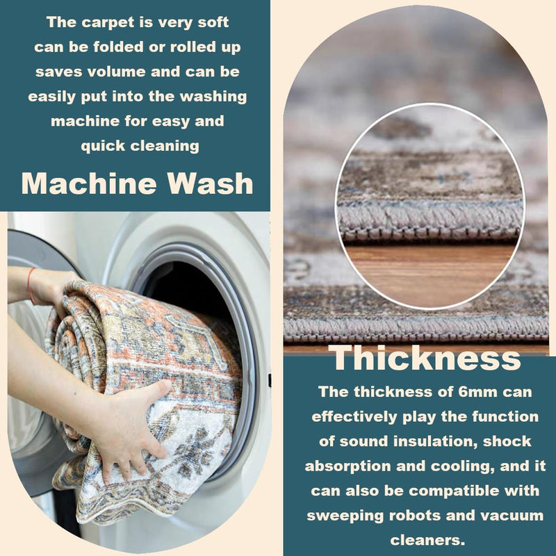 Large Rug Washable Vintage Traditional Distressed