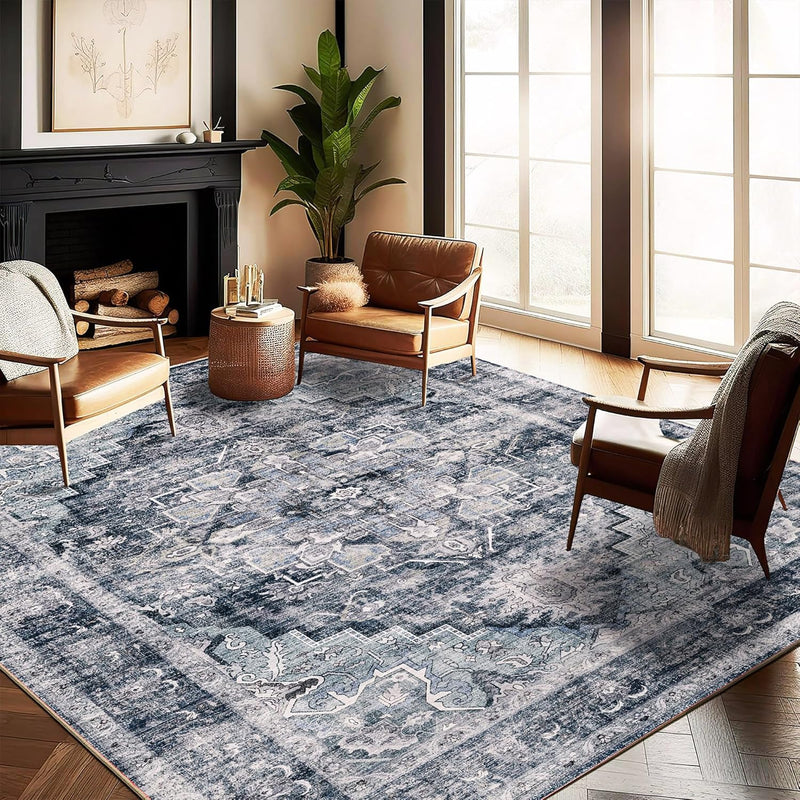 Large Rug Washable Vintage Traditional Distressed