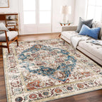 Area Rug Washable Vintage Traditional Distressed Thin