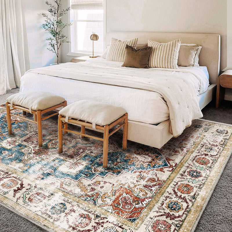 Large Rug Washable Vintage Traditional Distressed