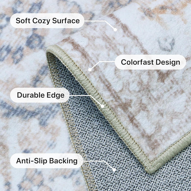 Large Rug Washable Non-Slip Living Room Boho