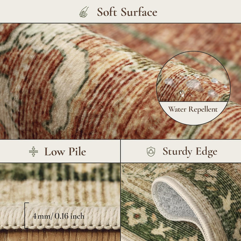 Large Rug Washable Non-Slip Living Room Boho