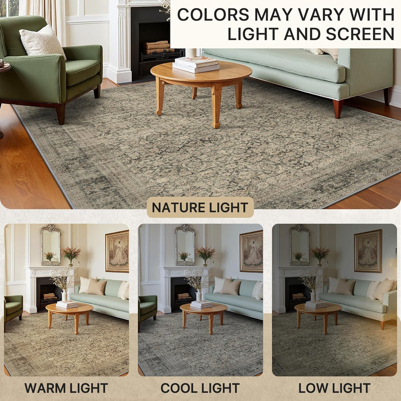Large Rug Washable Non-Slip Living Room Boho