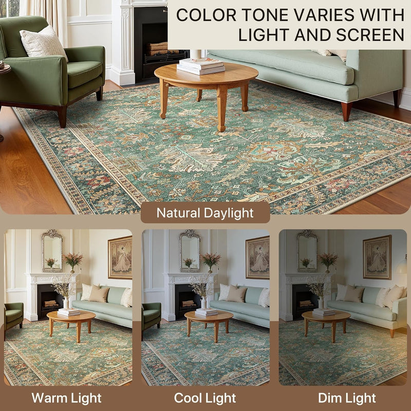 Large Rug Washable Non-Slip Living Room Boho