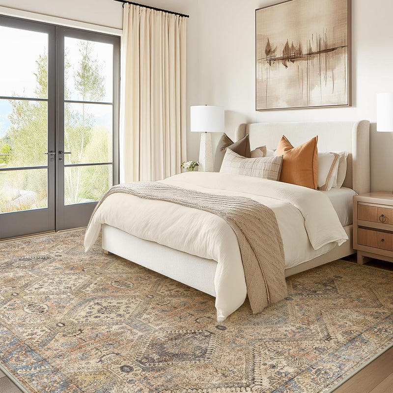 Large Rug Washable Non-Slip Living Room Boho