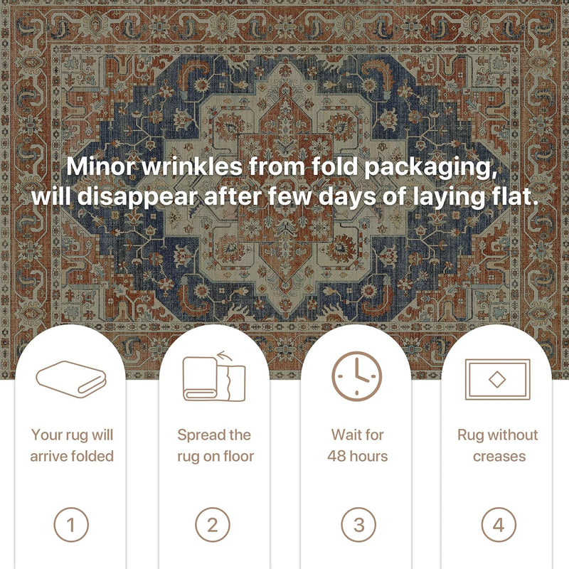 Large Rug Washable Non-Slip Living Room Boho