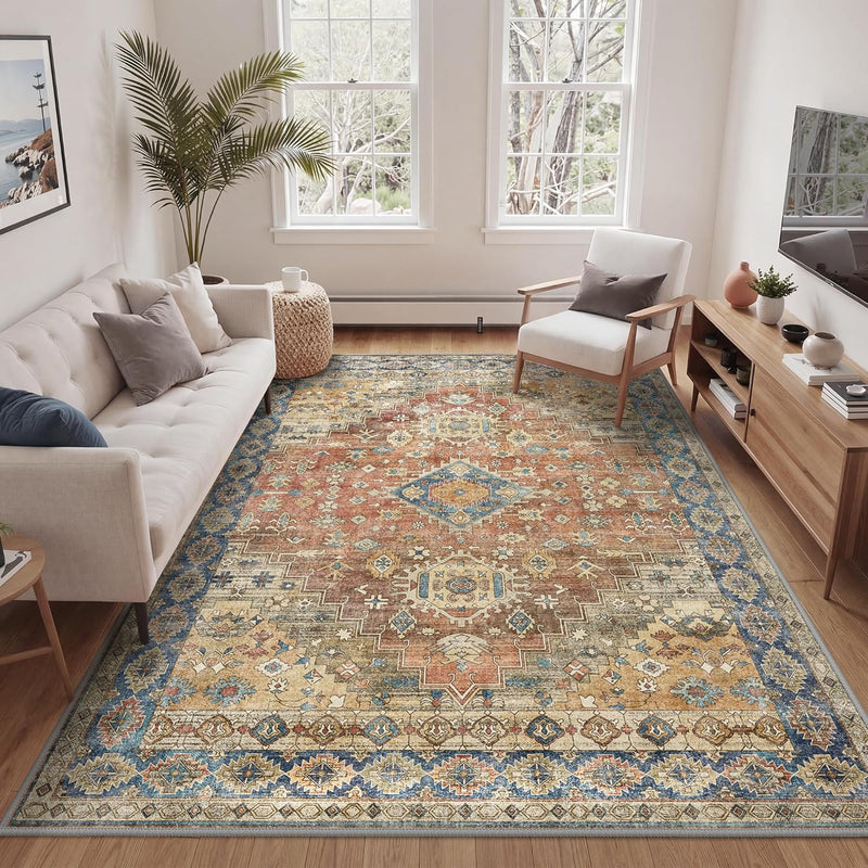 Large Rug Washable Non-Slip Living Room Boho