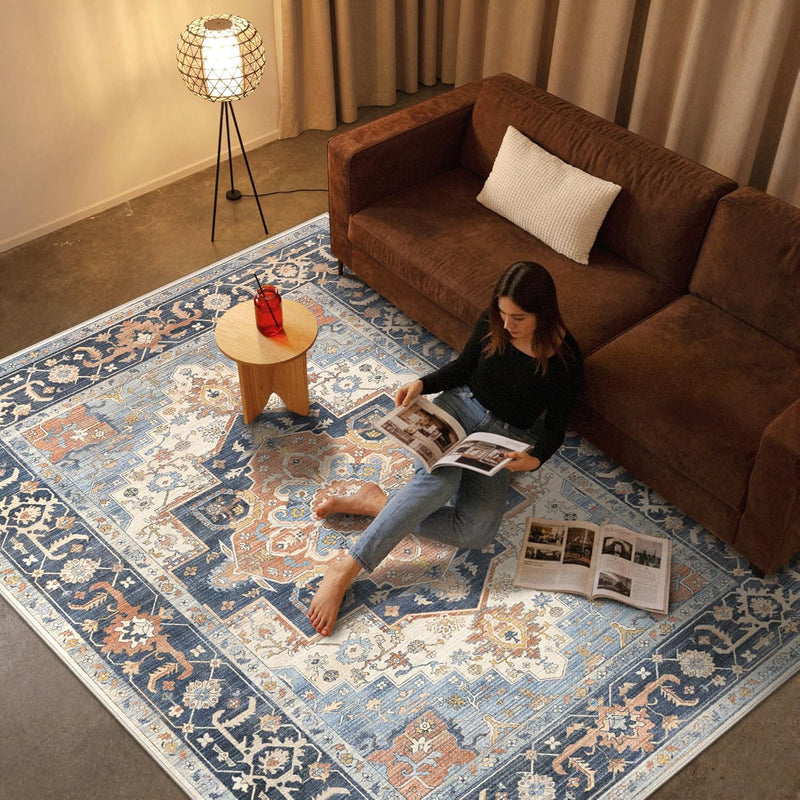 Large Rug Washable Non-Slip Living Room Boho