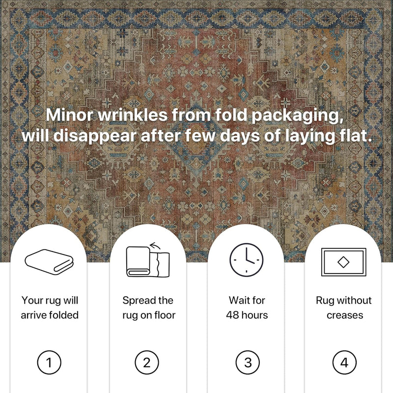 Large Rug Washable Non-Slip Living Room Boho