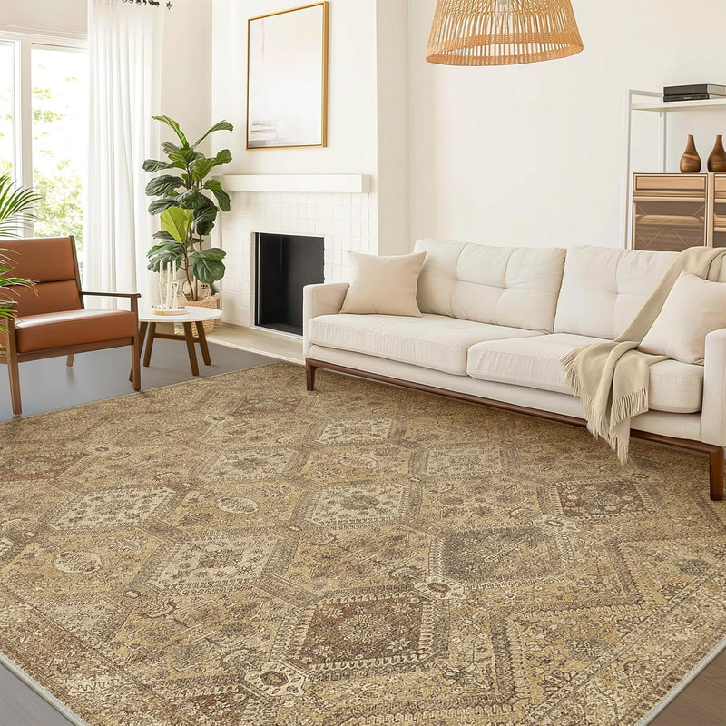 Large Rug Washable Non-Slip Living Room Boho