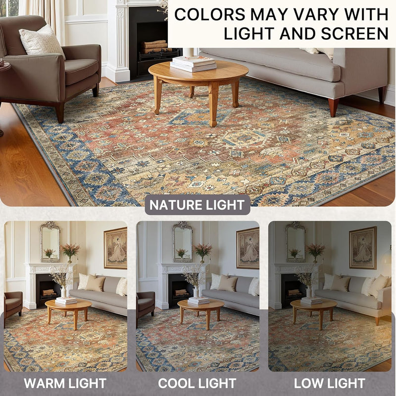 Large Rug Washable Non-Slip Living Room Boho