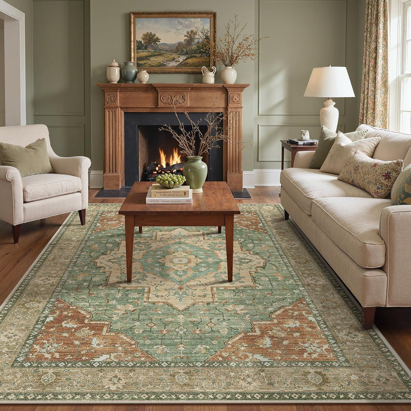 Large Rug Washable Non-Slip Living Room Boho
