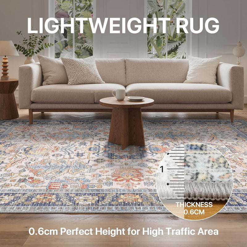 Large Rug Washable Non-Slip Living Room Boho