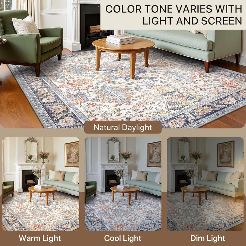Large Rug Washable Non-Slip Living Room Boho