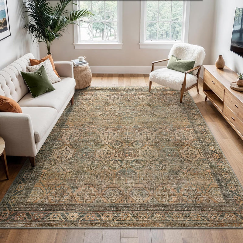 Large Rug Washable Non-Slip Living Room Boho
