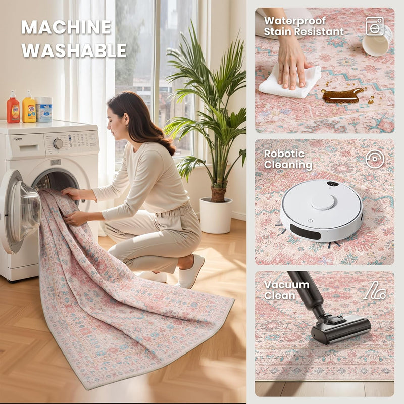 Area Rugs for Girls Bedroom Non-Slip Backing