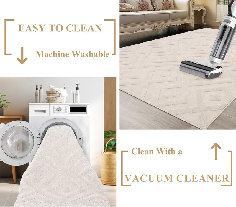 Area Rugs for Living Room Washable Soft Neutral