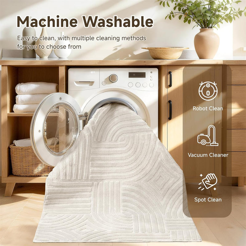 Area Rugs for Living Room Washable Soft Neutral