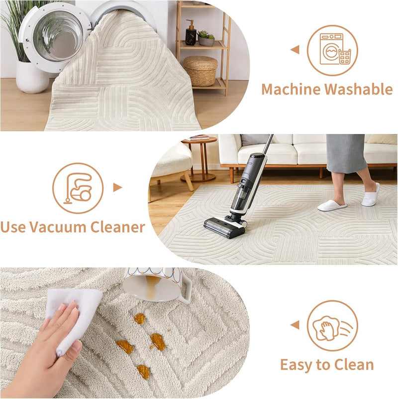 Area Rugs for Living Room Washable Soft Neutral