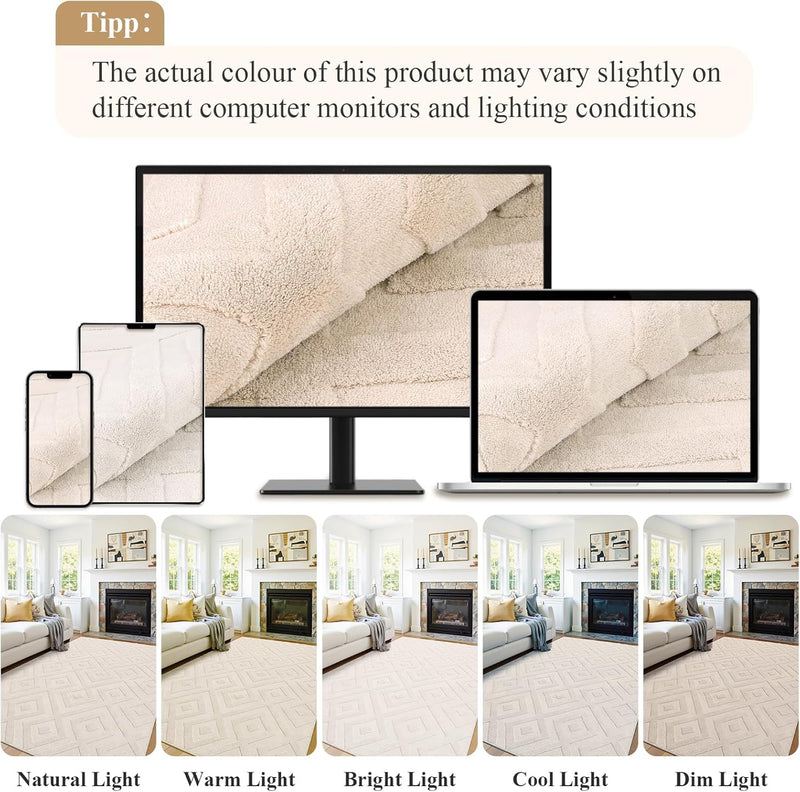 Area Rugs for Living Room Washable Soft Neutral