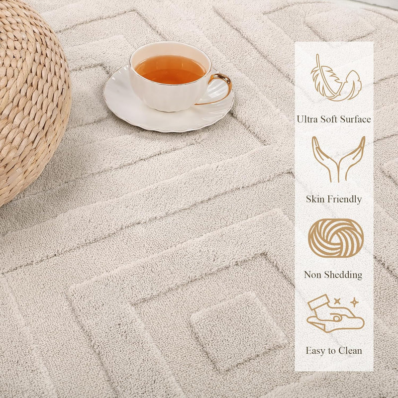 Area Rugs for Living Room Washable Soft Neutral