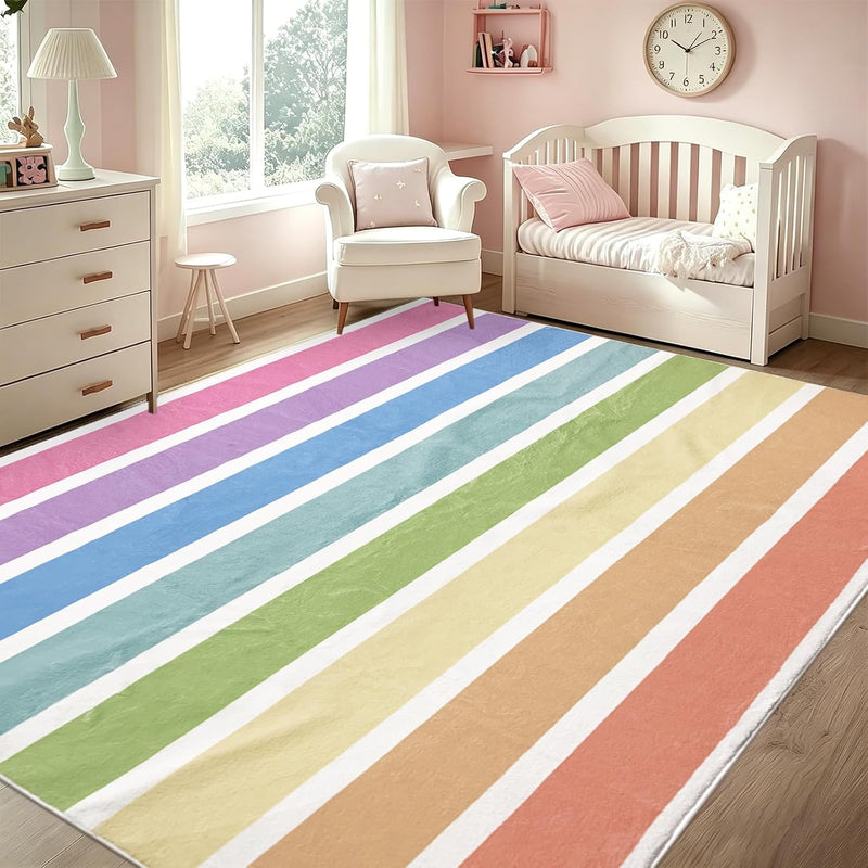 Area Rugs Striped Rainbow Pattern Rug Abstract