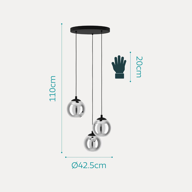 Ariscani Cluster Pendant Lamp 3 Shades Dining Room