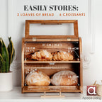 Arise Acacia Wooden Bread Bin for Kitchen Countertop