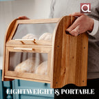 Arise Acacia Wooden Bread Bin for Kitchen Countertop