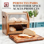 Arise Acacia Wooden Bread Bin for Kitchen Countertop