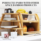 Arise Acacia Wooden Bread Bin for Kitchen Countertop